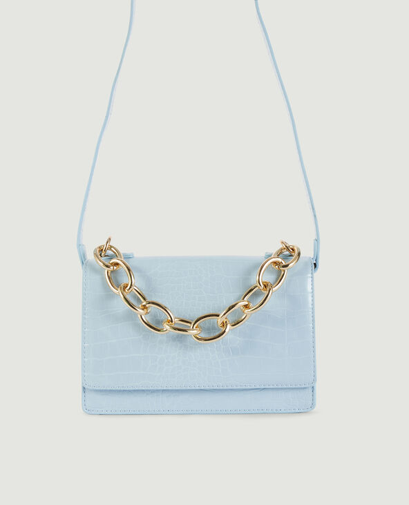 Sac effet croco à grosse chaîne bleu clair - Pimkie