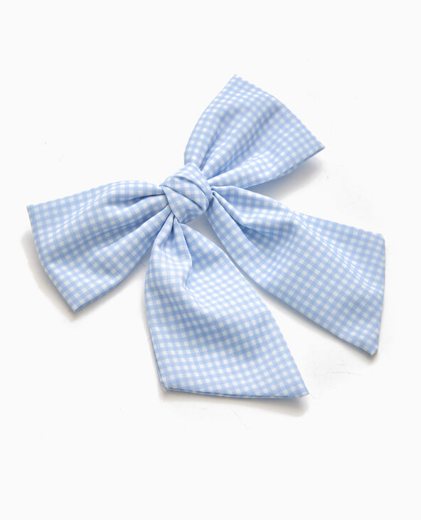 Barrette avec grand nœud vichy bleu clair - Pimkie