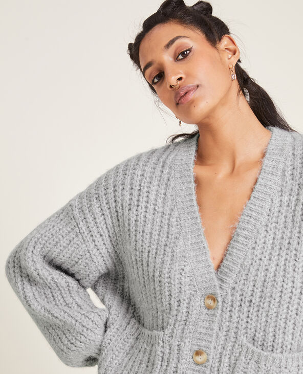 Gilet en grosses mailles gris chiné - Pimkie