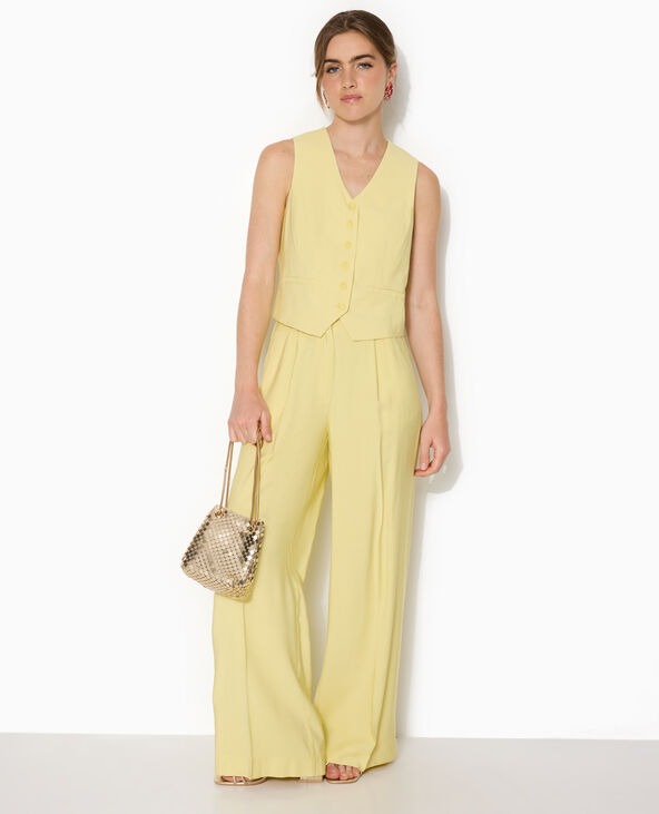 Pantalon large et droite en tissu fluide jaune - Pimkie
