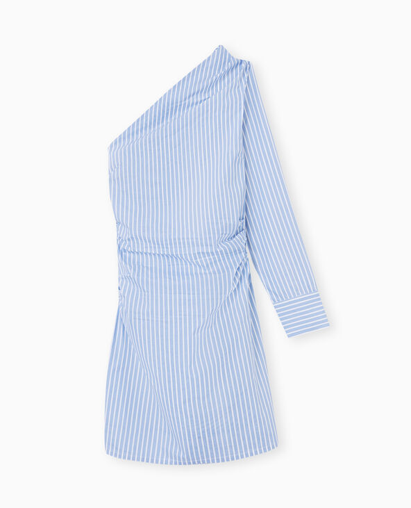 Robe courte one shoulder rayée bleu - Pimkie