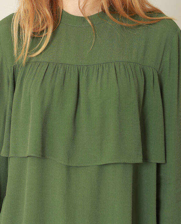 Blouse volantée vert foncé - Pimkie