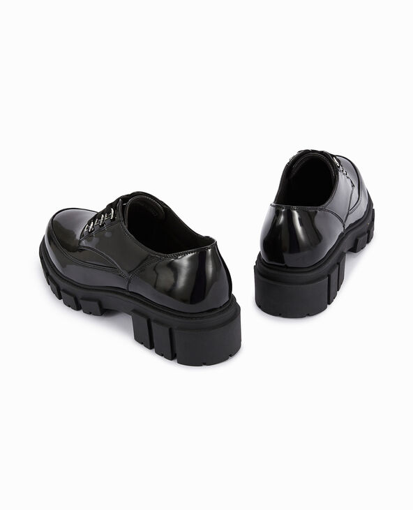 Derbies vernis avec semelles chunky noir - Pimkie