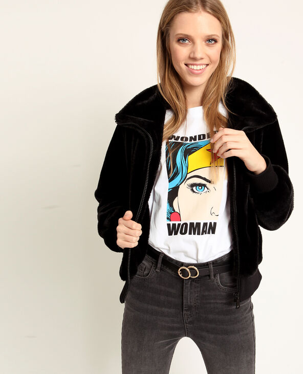 Blouson en fausse fourrure noir - Pimkie