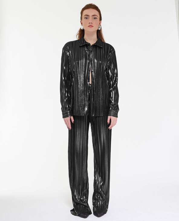 Chemise plissée en tissu brillant argenté - Pimkie
