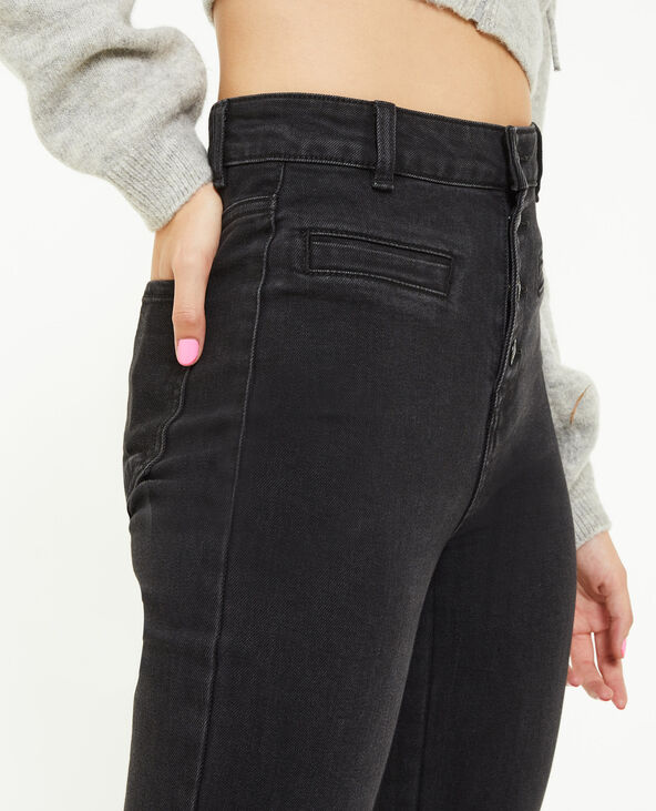 Jean flare taille haute boutons apparents