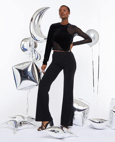 Pantalon flare avec lurex noir - Pimkie