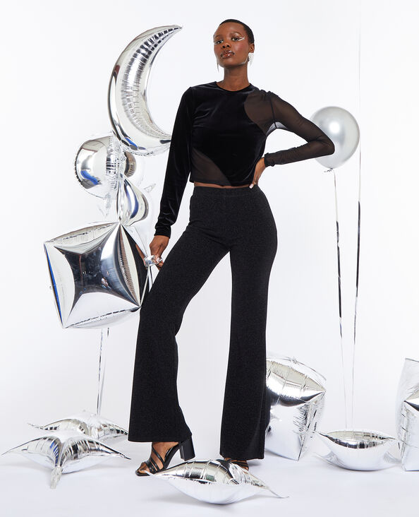 Pantalon flare avec lurex noir - Pimkie