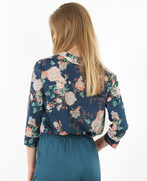 Chemise style pyjama satinée bleu foncé - Pimkie