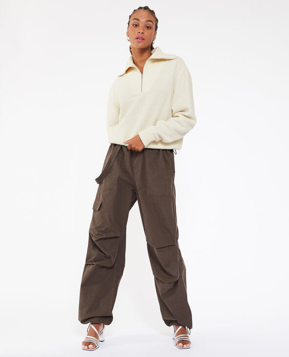 Sweat en sherpa avec col camionneur sable - Pimkie