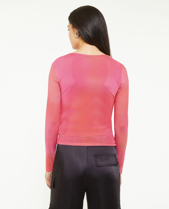 Top en tulle avec fronces rose fuchsia - Pimkie