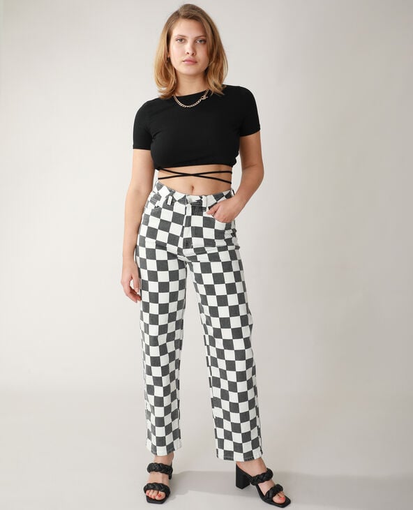 T-shirt cropped à nouer noir - Pimkie