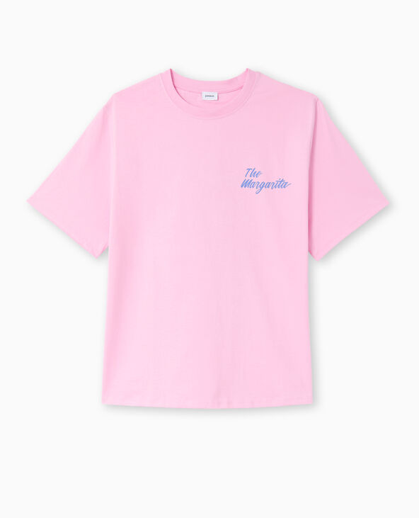 T-shirt oversize avec print poitrine et dos rose - Pimkie