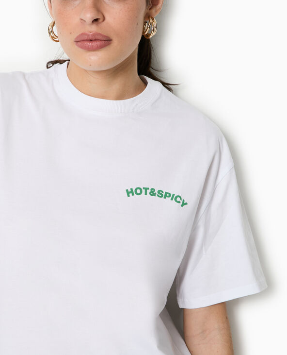 T-shirt oversize avec print devant et dos blanc - Pimkie