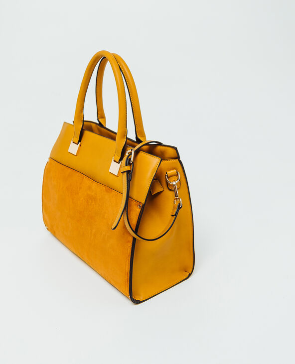 Sac cabas en faux cuir jaune - Pimkie
