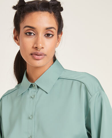 Chemise en tissu satiné vert - Pimkie