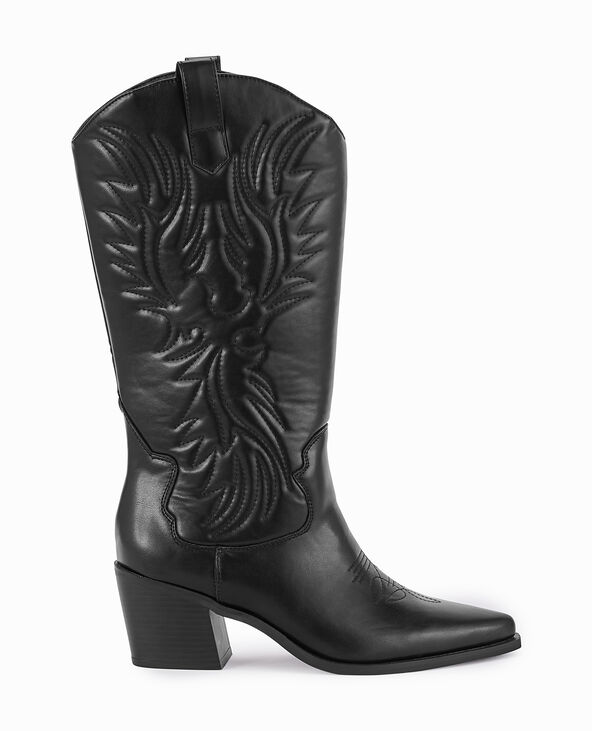 Bottes santiags avec dessins en surpiqûres noir - Pimkie