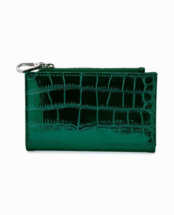 Porte-monnaie effet croco métallisé vert foncé - Pimkie