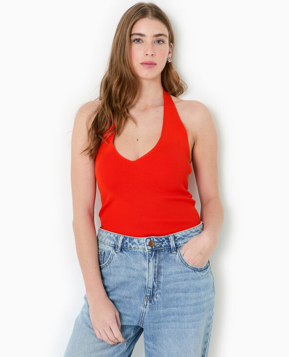 Top dos-nu en maille rouge - Pimkie