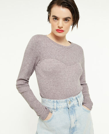 Top manches longues effet corset lilas - Pimkie