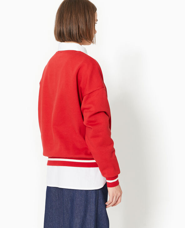 Sweat en molleton avec flocage rouge - Pimkie