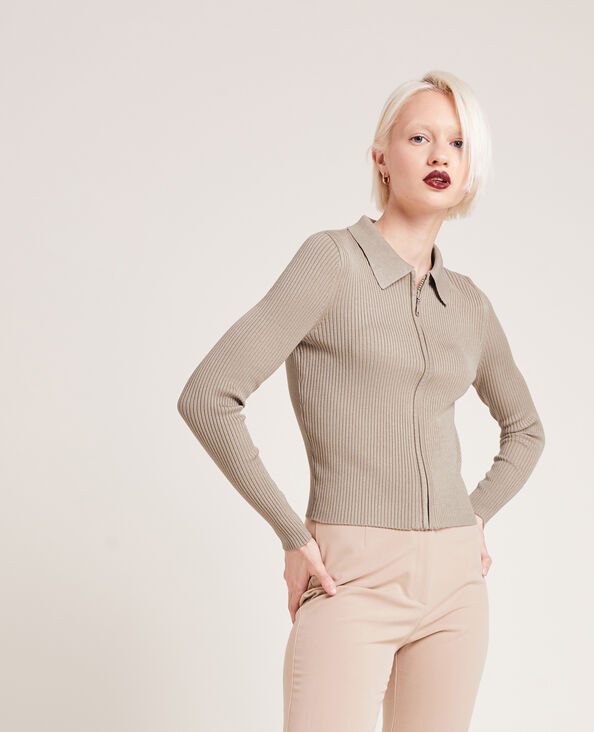 Gilet à col en pointes marron - Pimkie