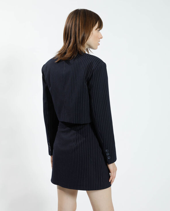 Blazer cropped rayé bleu - Pimkie