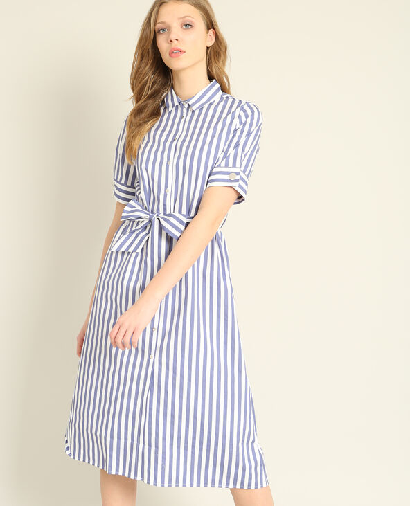Robe chemise à manches courtes bleu marine - Pimkie