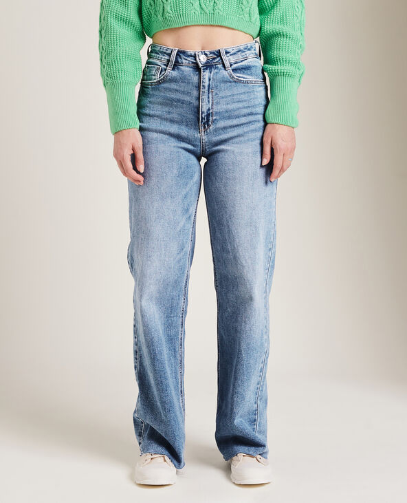 Jean wide leg bas coupés bleu - Pimkie