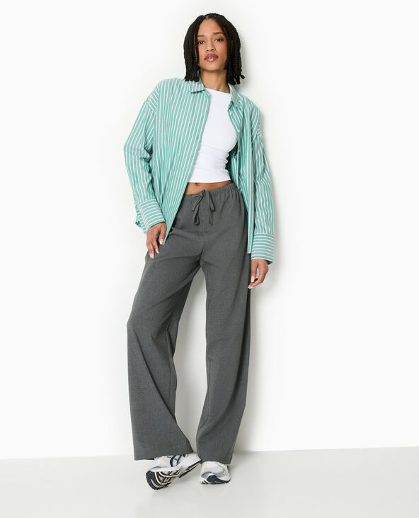 Pantalon droit taille élastiquée gris foncé - Pimkie