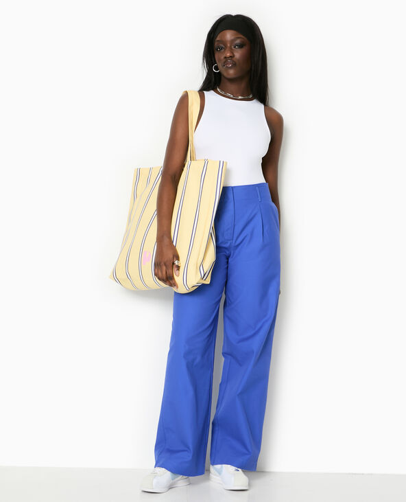 Pantalon en toile taille haute avec pinces bleu marine - Pimkie