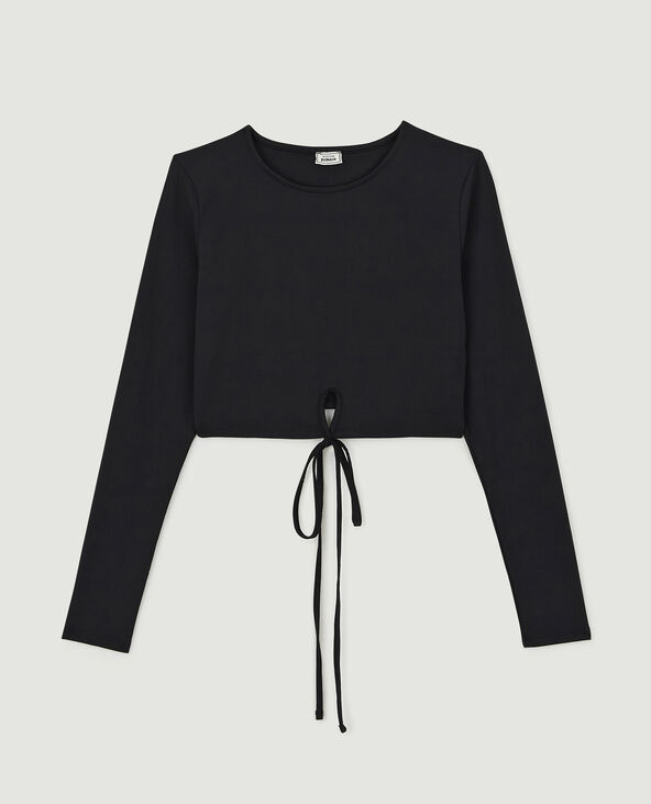 Cropped top à nouer noir - Pimkie