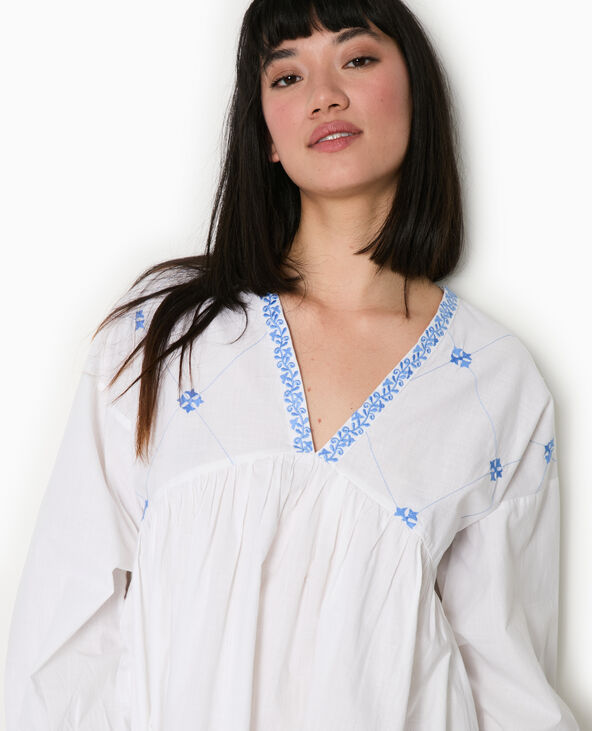 Robe brodée manches longues blanc - Pimkie