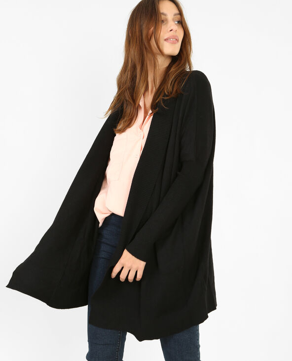 Gilet long à côtes noir - Pimkie