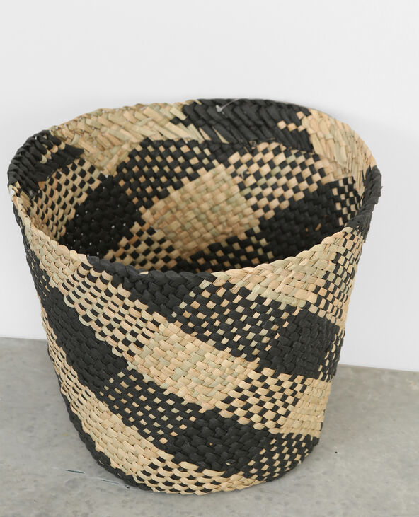 Cache-pot en paille tressée noir - Pimkie