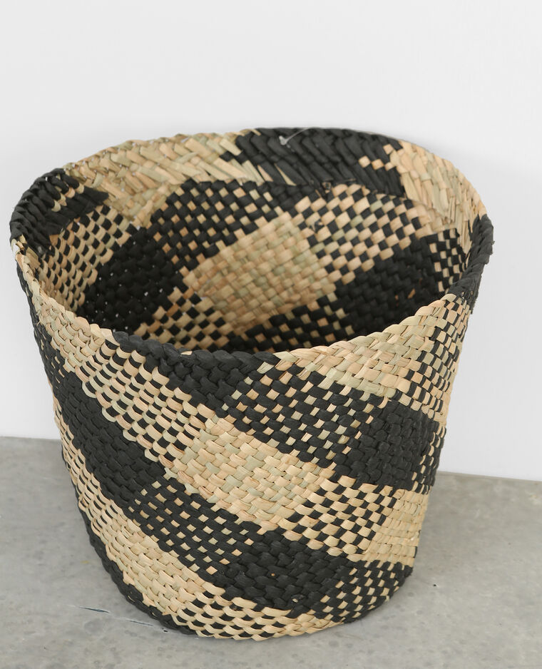 Cache-pot en paille tressée noir - Pimkie