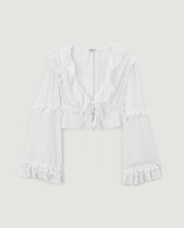 Blouse courte avec volants blanc - Pimkie
