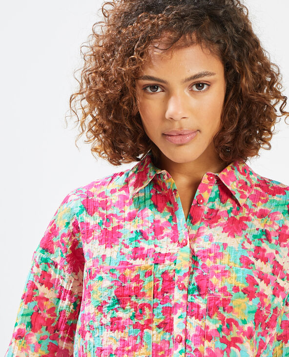 Chemisier court motif fleuri rouge - Pimkie