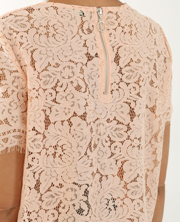 T-shirt en dentelle rose clair - Pimkie