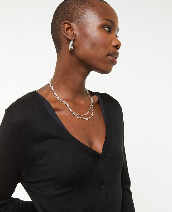 Gilet long en maille noir - Pimkie