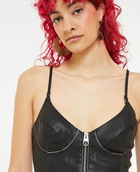Brassière en simili cuir avec œillets métalliques noir - Pimkie