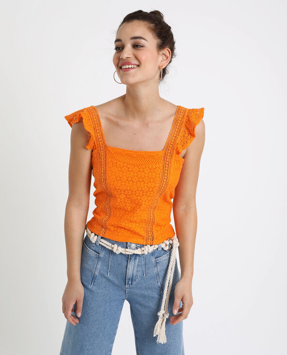 Crop top brodé orange - Pimkie