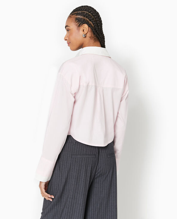 Chemise cropped bicolore rose clair - Pimkie