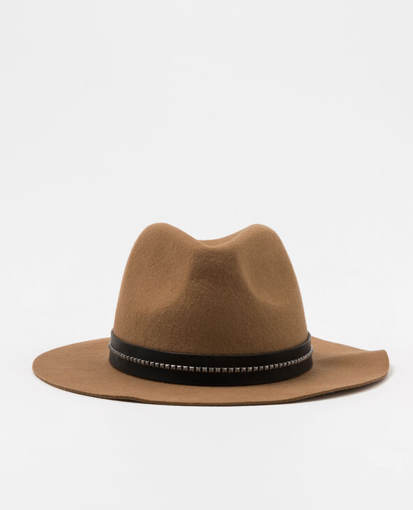 Fedora à bande cloutée beige - Pimkie