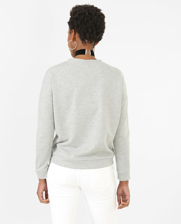 Sweat à message gris chiné - Pimkie