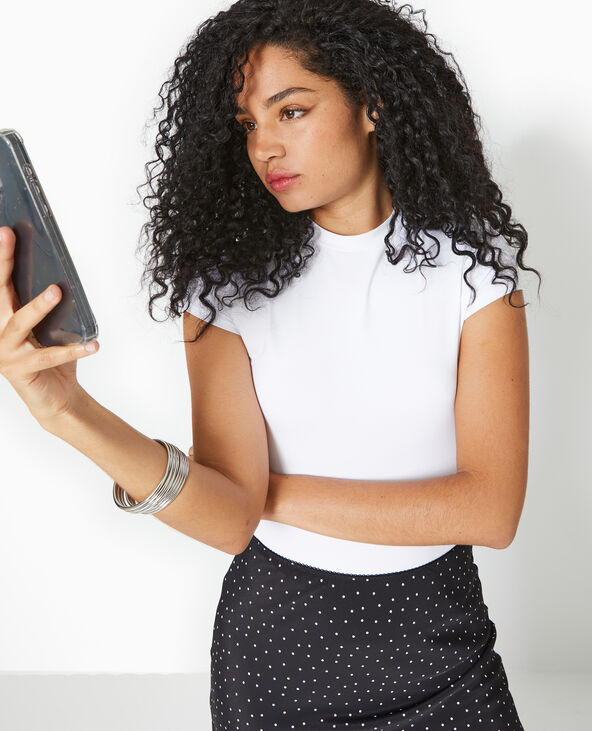 T-shirt ajusté en maille extensible blanc - Pimkie