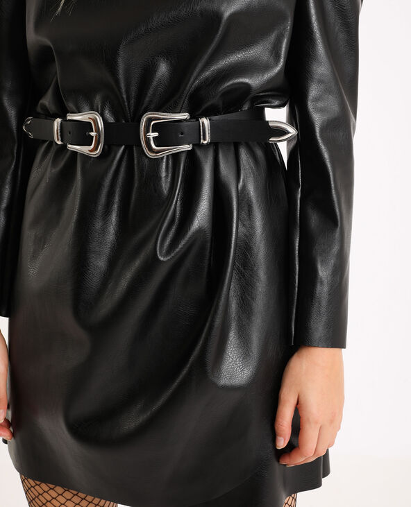 Robe en simili cuir noir - Pimkie