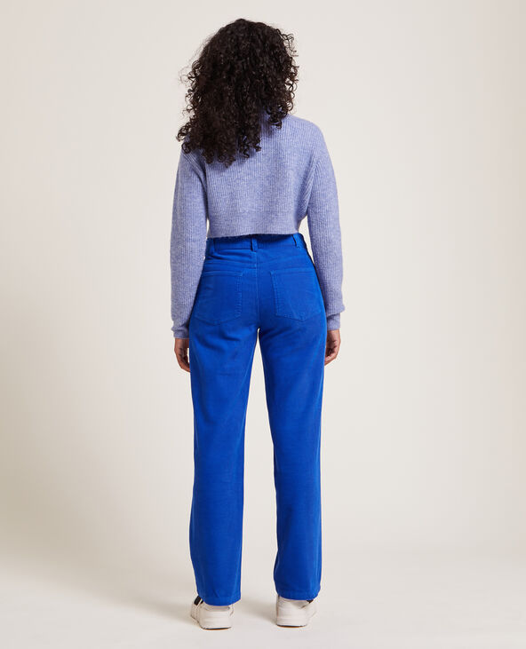 Pantalon droit en velours côtelé bleu électrique - Pimkie
