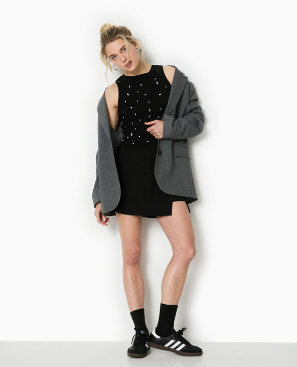 Top sans manches en maille avec strass noir - Pimkie