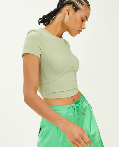 Top dos-nu avec liens croisés vert de gris - Pimkie